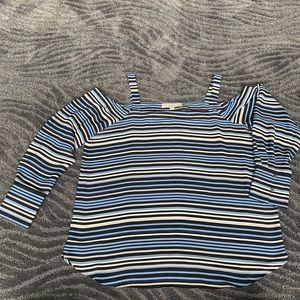 Like new Loft Size L striped off the shoulder blouse.